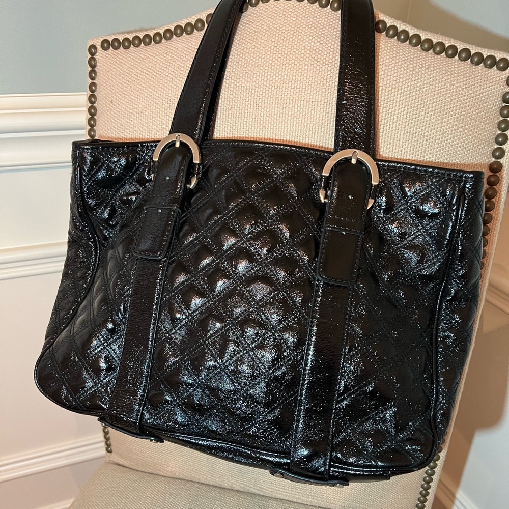 PRICE DROP: MICHAEL KORS Black Patent Quilted Tote - like new!